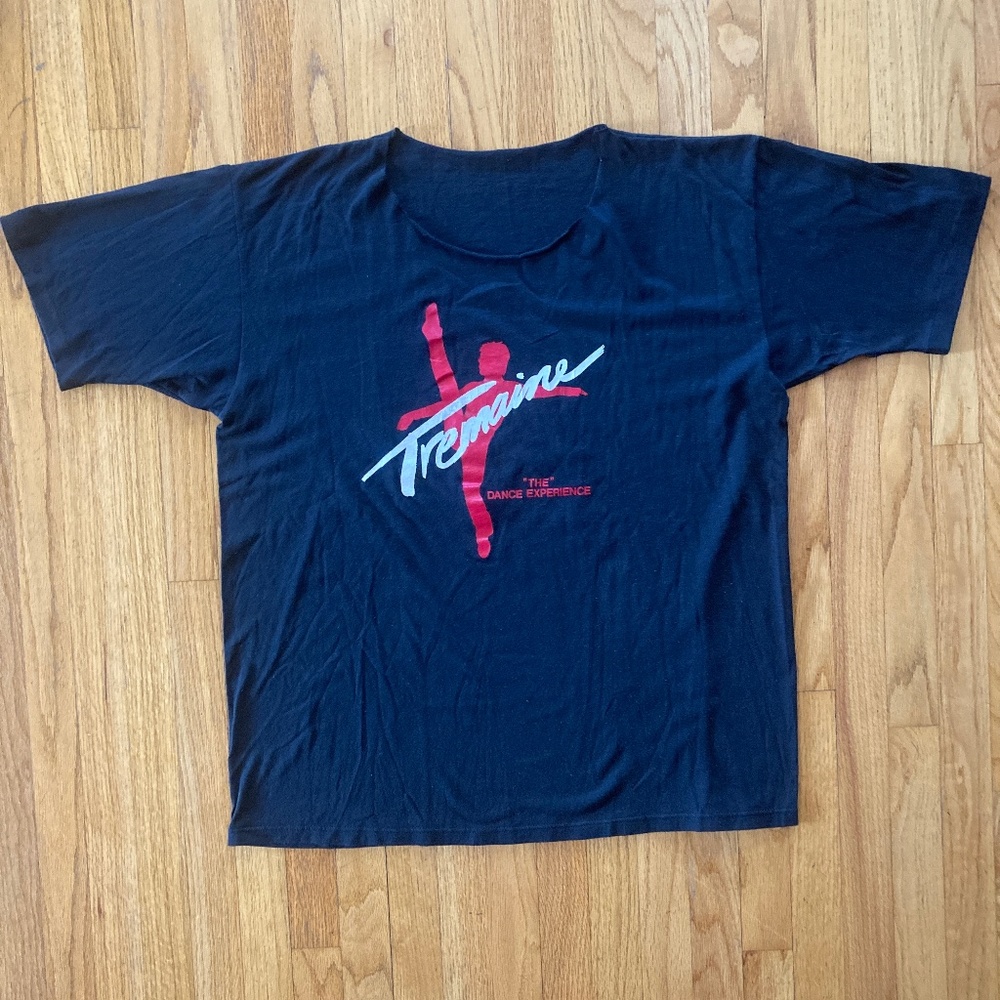 1990's Vintage Tremaine Dance Experience T-Shirt with Neck Cut Out in Black